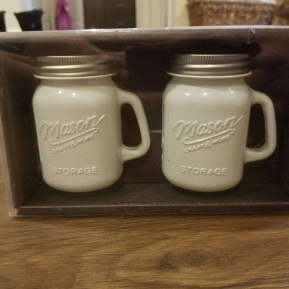 White Mason Jar Salt & Pepper Shakers